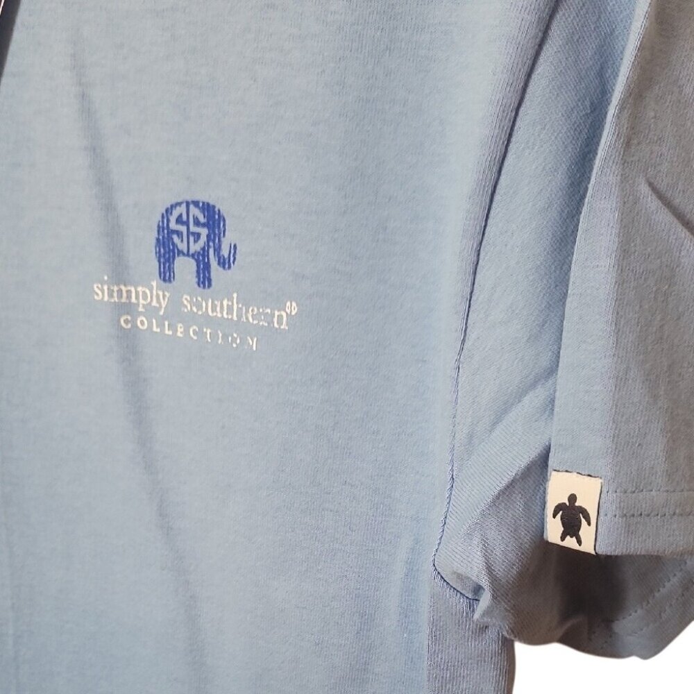 Simply Southern Womens Small Light Blue T-Shirt "Get Off My Tail" Elephant Graph - Picture 6 of 11